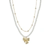 Bow pendant stacked pearl necklace, elegant and high-end pearl string necklace Item Picture